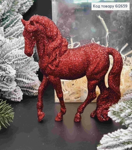 Фигурка "КОНЬ", БОРДО блеск, размер 16*15см, в прозрачной пластиковой коробке, пластик, Украина 612659 фото 1