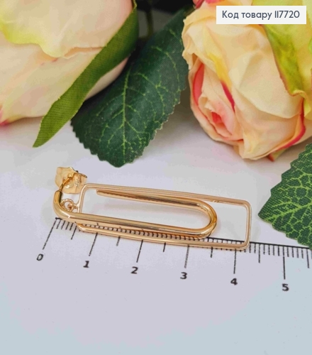 Сережки гвіздки, Гачки з Прямокутною підвіскою, 4,2см, Xuping 18K 117720 фото 2