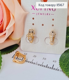 Серьги "Котик и рыбка", 1см, англ. зам. Xuping 18K 115167 фото