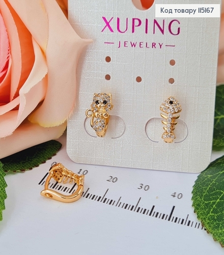 Серьги "Котик и рыбка", 1см, англ. зам. Xuping 18K 115167 фото 1