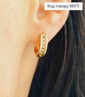 Сережки кільця "Ланцюжок", діаметр 1,3см,  XUPING 18К 119173 фото