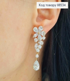 Серьги гвоздики, "Цветок" с большими блестящими камешками, 4,5см XUPING 18K 118534 фото