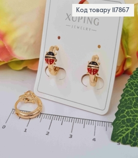Серьги кольца, "Божья коровка", диаметр 1,3см, Xuping 18K 117867 фото