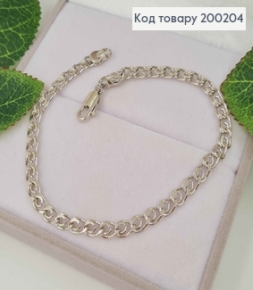 Браслет родований, плетіння лав, шир. 4мм, довж. 21см, Xuping 200204 фото