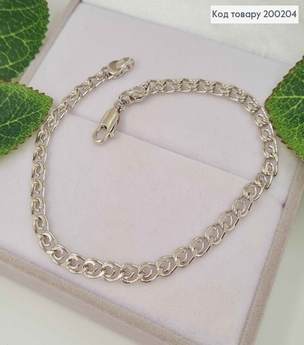 Браслет родованный, плетение лав, шир. 4мм, дл. 21см, Xuping 200204 фото 1