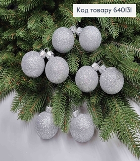 Набор шаров 40мм Блеск, СЕРЕБРО, 8шт/уп, Украина 640131 фото