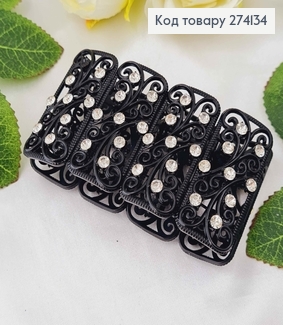 Браслет изысканный, черный с вензелями и перламутровыми камешками. 274134 фото