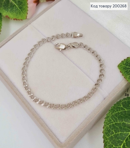 Браслет родований, плетіння Краплинка з Вузликом,19см, Xuping  200268 фото 1