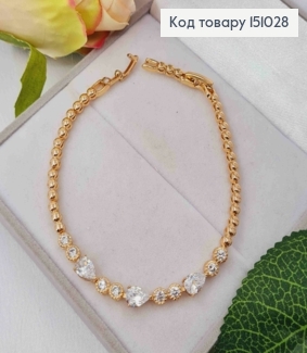 Браслет, плетение Шариками и Блестящими камешками "Капельками", 17,5+2см, Xuping 18K 151028 фото