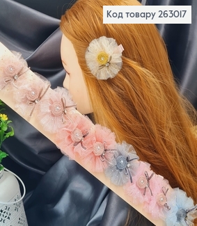 Заколка стрела (уточка) 5см Праздичная фатиновая с бантиком 263017 фото