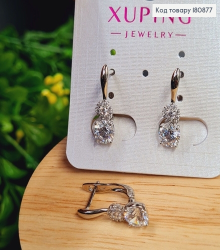 Сережки родовані "Леді" з камінцями (англ.застібка), 2*0,6см, Xuping 180877 фото 3