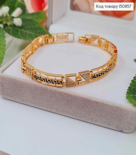 Браслет Версаче с черными вставками и камешками, 17+3см, Xuping 18К. 150857 фото 1