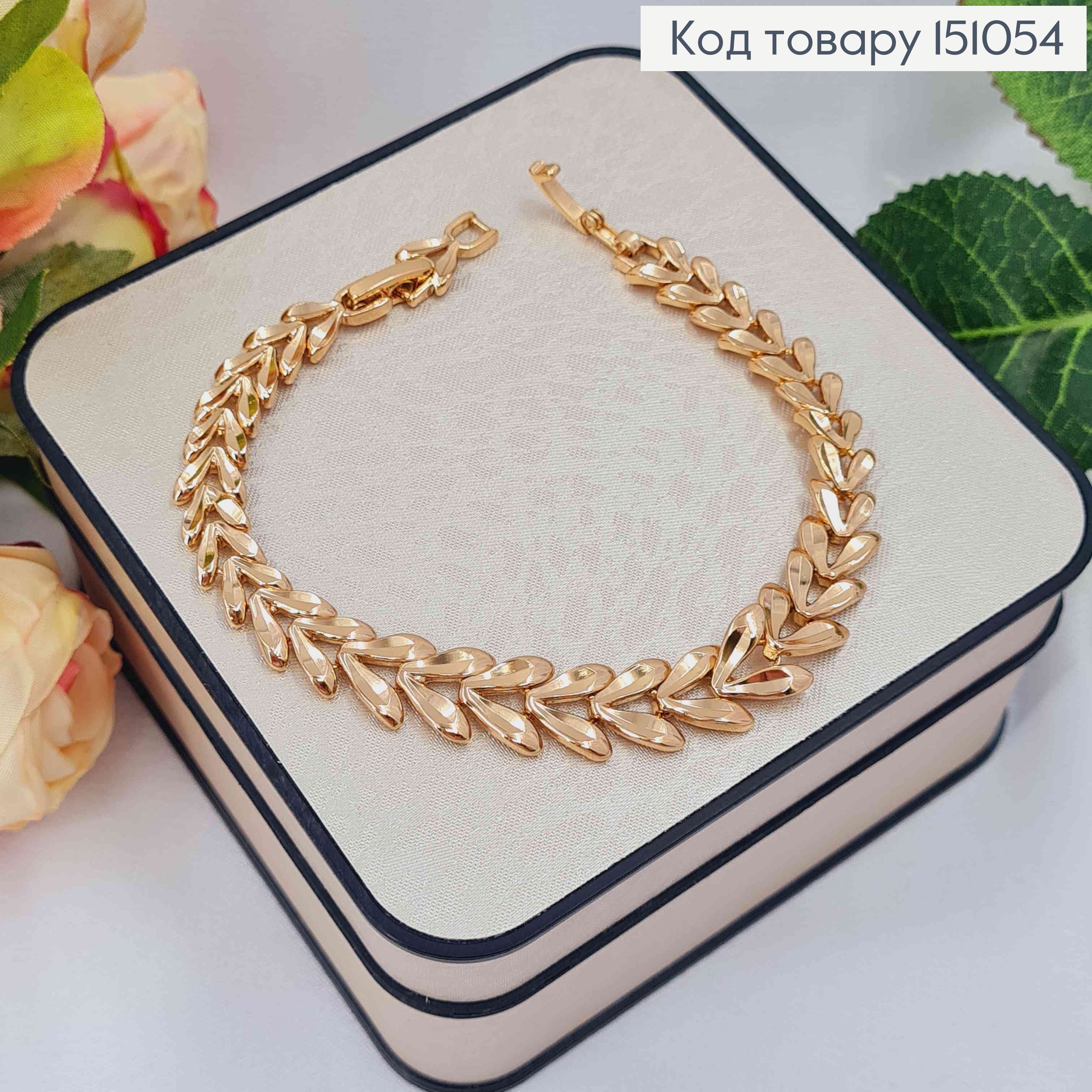 Браслет плетения пластинками "Заячьи ушки", дл. 18+1,5см, Xuping 18K 151054 фото 1