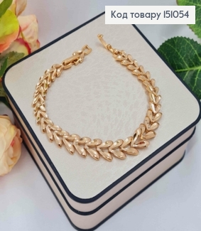 Браслет плетения пластинками "Заячьи ушки", дл. 18+1,5см, Xuping 18K 151054 фото