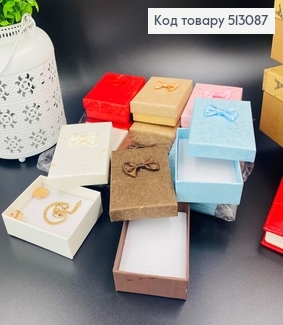 Коробка "Мрамур" с бантиком однотоная, 9х2,5х6,5см, в ассорт. 513087 фото