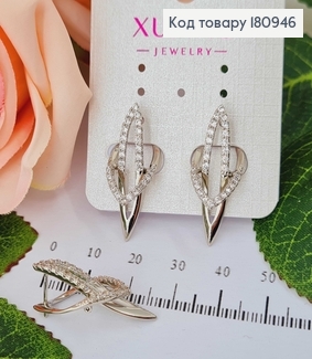 Сережки родовані, "Петелька" з камінцями 3см Xuping  180946 фото