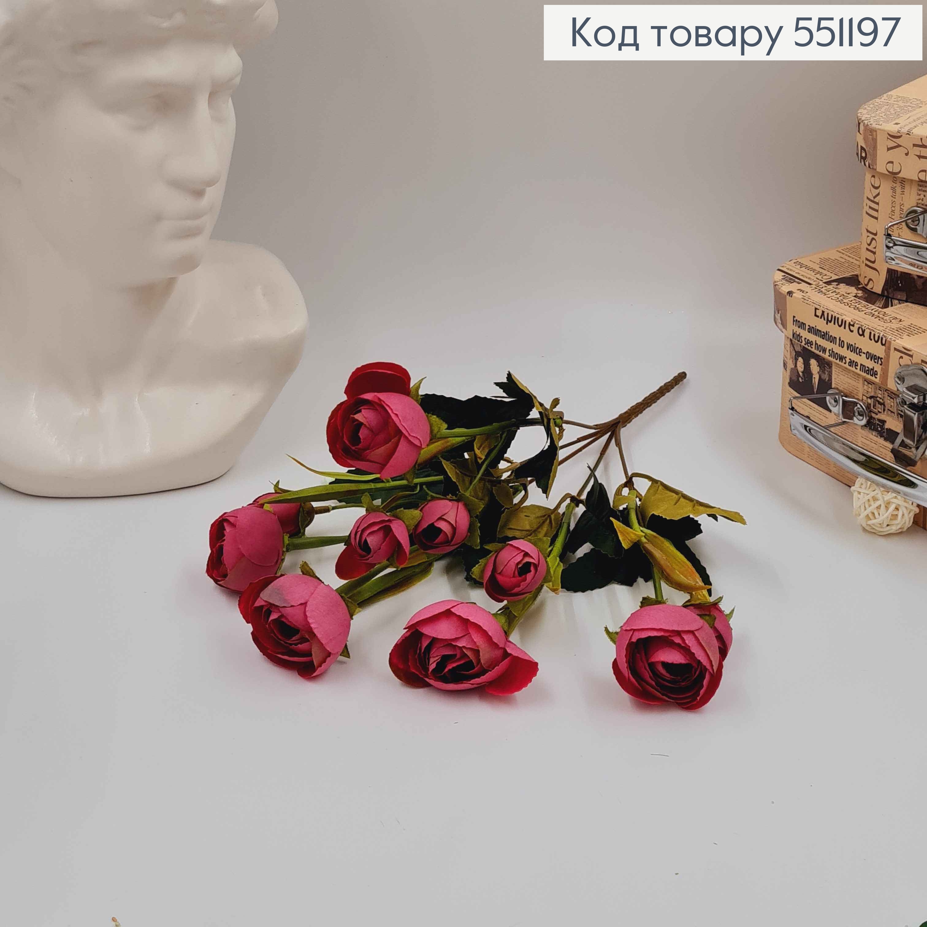 Композиция "Букет пионы цвета МАРСАЛ 5шт (3см)+ 5шт (2см)", высота 32см 551197 фото 2