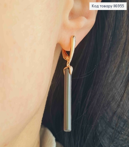 Серьги с черной подвеской, 4,5см, англ.зам. Xuping 18K 116955 фото 3