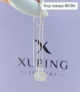 Серьги протяжки с цветочком родированным медзолото Xuping 180361 фото