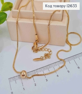 Цепочка квадратная ЯКОРНОЕ плетение с шариком (6мм), длина 45+5см, Xuping 18K 121633 фото