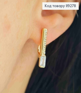 Серьги с Блестящими камешками в один ряд, длина 1,9см, английская застежка, Xuping 18K 119278 фото