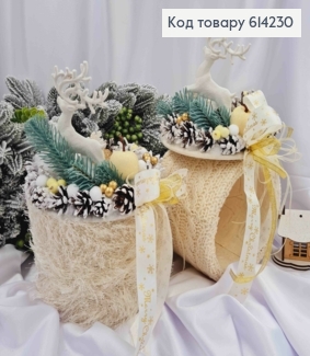 Коробка (17*13см)АЙВОРІ, кришка з ОЛЕНЕМ, декорована шишками, стрічками та ін., ручна роб.,Україна 614230 фото