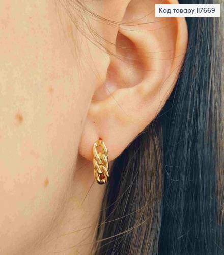 Серьги "Звенья", 1,3см, английская застежка, Xuping 18К 117669 фото 2