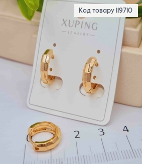 Серьги кольца "Граненые", ширина 0,4см, диаметр 1,4см, Xuping 18К 119710 фото