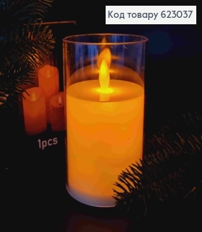 Декоративний LED ліхтарик 12,5см "Свічка" теплого кольору, МОЛОЧНОГО кольору, без батарейок 623037 фото
