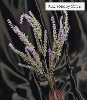 Искусственная декоративная композиция Лаванда, фиолетового цвета, 5 веточек на металлическом стержне, 36см. 551521 фото
