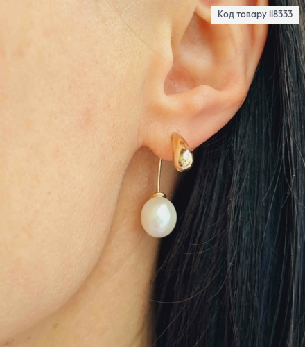 Сережки гвіздки з Перлинкою, 3,1см, XUPING 18K 118333 фото 2