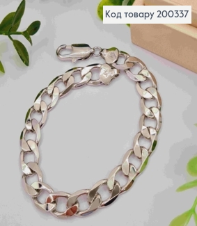 Браслет родованный ПАНЦИРНОЕ ПЛЕТЕНИЕ, ширина 10мм, длина 23см, Xuping 200337 фото