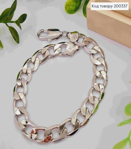 Браслет родованный ПАНЦИРНОЕ ПЛЕТЕНИЕ, ширина 10мм, длина 23см, Xuping 200337 фото 1