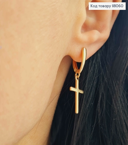 Серьги -Крестики, английская застежка (крестик 1,8*71см), Xuping 118060 фото 2
