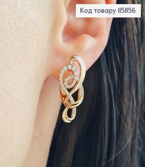 Серьги "Истоки" в камешках, 2,5см, англ. зам Xuping 18К 115856 фото