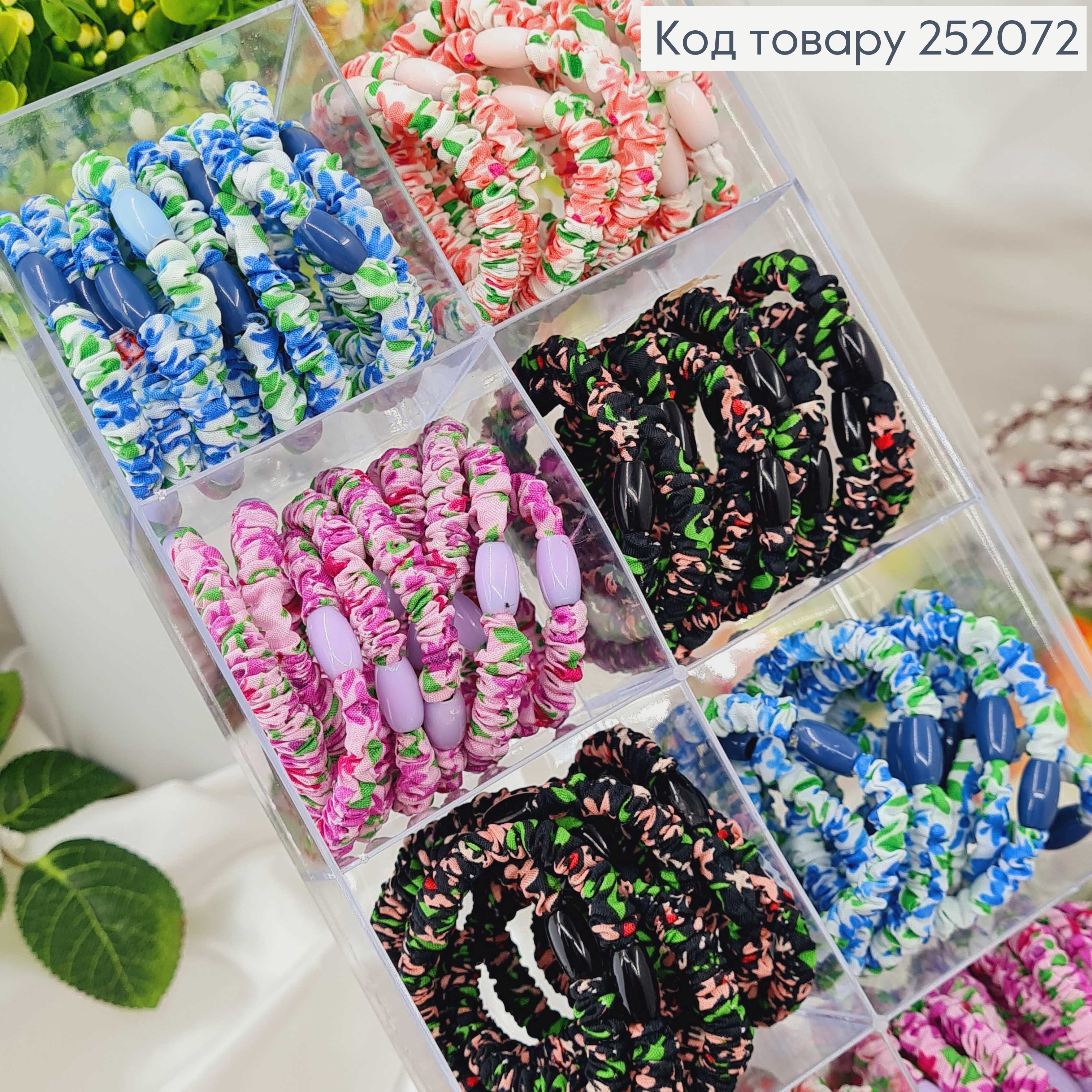 Резинка 6см ТОНКА жатка "ЦВЕТЫ" в аасорт. 252072 фото 1