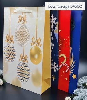 Пакет бумажный, "Новогодние игрушки" в ассорт. 30*41*11,2 см 543152 фото