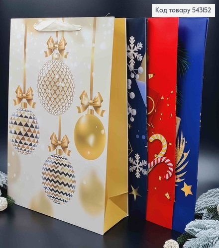 Пакет бумажный, "Новогодние игрушки" в ассорт. 30*41*11,2 см 543152 фото 1