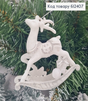 Новогодняя фигура Бархат Козуля  БЕЛАЯ, 10*9,5см, Украина 612407 фото