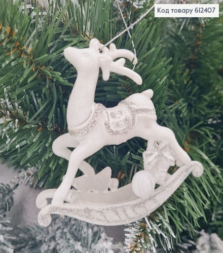 Новогодняя фигура Бархат Козуля  БЕЛАЯ, 10*9,5см, Украина 612407 фото 1