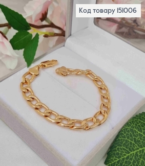 Браслет, панцирное плетение, дл. 18см, шир. 8мм, Xuping 18К 151006 фото