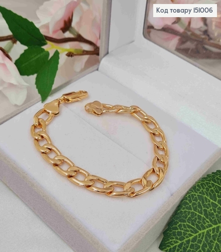 Браслет, панцирное плетение, дл. 18см, шир. 8мм, Xuping 18К 151006 фото 1