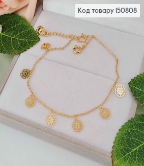 Браслет на ногу, с подвесками божьими коровками в оправе, длина 23+3см, Xuping 18K 150808 фото