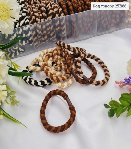 Резинка-шнурок плетеная 5см, Пастельных цветов полосатая в ассортименте 253188 фото 1