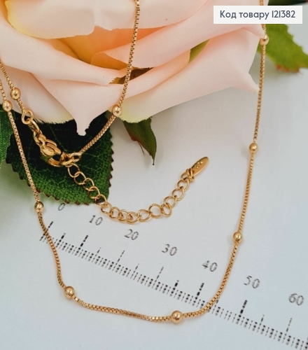 Цепочка, квадратное якорное плетение, с шариками 2мм, длина 45+5см, Xuping 18К. 121382 фото 1