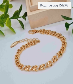 Браслет "Вишуканий" прикрашений Блискучими камінцями, довжина 17+3см, Xuping 18К 151276 фото