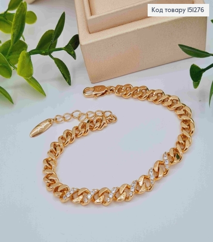 Браслет "Вишуканий" прикрашений Блискучими камінцями, довжина 17+3см, Xuping 18К 151276 фото 1