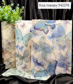 Пакет бумажный с "Бабочками" и Золотым тиснением, 32*26*10см, в ассортименте 542276 фото