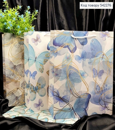 Пакет бумажный с "Бабочками" и Золотым тиснением, 32*26*10см, в ассортименте 542276 фото 1