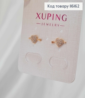 Серьги гвоздики, с Сердцем пронизанным Стрелой, 1см, Xuping 18K 116162 фото